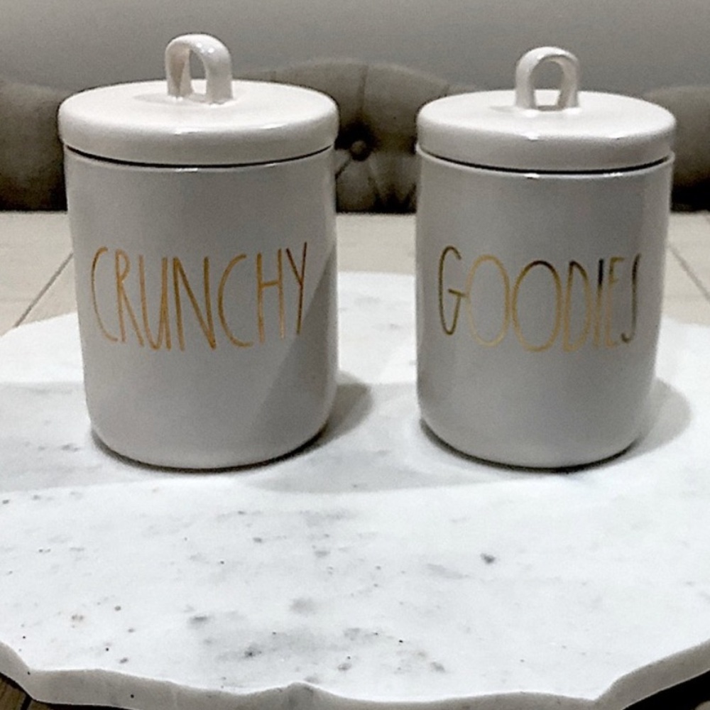 TWO Loop Top Rae Dunn Canisters crunchy goodies